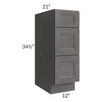 Salem Dark Grey 12" Vanity 3-Drawer Base Cabinet