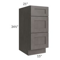Midtown Dark Grey Shaker 15" Vanity 3-Drawer Base Cabinet
