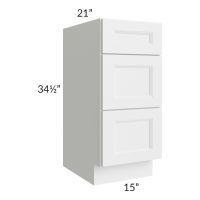 Belfast White 15" Vanity 3-Drawer Base Cabinet