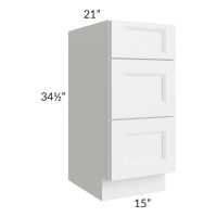 Union White 15" Vanity 3-Drawer Base Cabinet