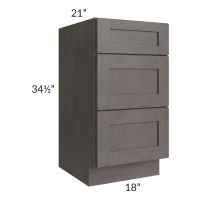 Midtown Dark Grey Shaker 18" Vanity 3-Drawer Base Cabinet