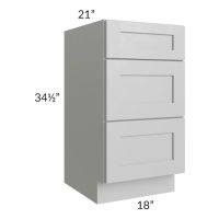 Midtown Painted Grey Shaker 18" Vanity 3-Drawer Base Cabinet