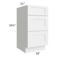 Union White 18" Vanity 3-Drawer Base Cabinet