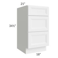 Salem White 18" Vanity 3-Drawer Base Cabinet
