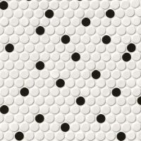 White And Black Glossy Pennyround Tile
