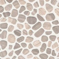 White Oak Pebbles Mesh Backed Tile