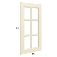 Casselton Ivory 15x30 Mullion Glass Door Only  (can be used with a 24x30 corner cabinet)