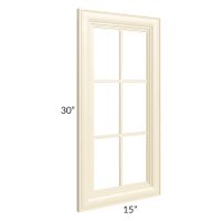 Phoenix Cream Glaze 15x30 Mullion Glass Door Only  (can be used with a 24x30 corner cabinet)