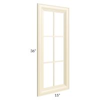 Phoenix Cream Glaze 15x36 Mullion Glass Door Only  (can be used with a 24x36 corner cabinet)