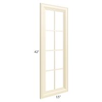 Phoenix Cream Glaze 15x42 Mullion Glass Door Only  (can be used with a 24x42 corner cabinet)