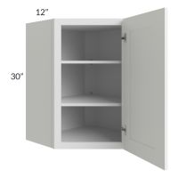 Frosted White Shaker 24x30 Diagonal Corner Wall Cabinet