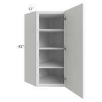 Frosted White Shaker 24x42 Diagonal Corner Wall Cabinet