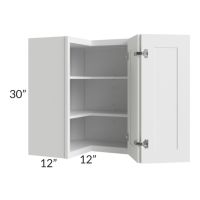 Frosted White Shaker 24x30 Easy Reach Corner Wall Cabinet