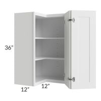 Frosted White Shaker 24x36 Easy Reach Corner Wall Cabinet