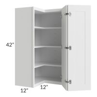 Frosted White Shaker 24x42 Easy Reach Corner Wall Cabinet